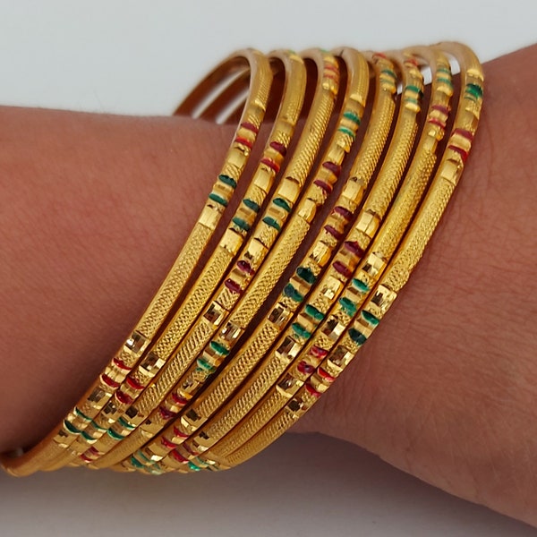 Indian Traditional Gold Jewellery Bangles Bridal ,Party ,Function Each Design Sets  of 8 Pieces  , 6 Pieces and 4 Pieces