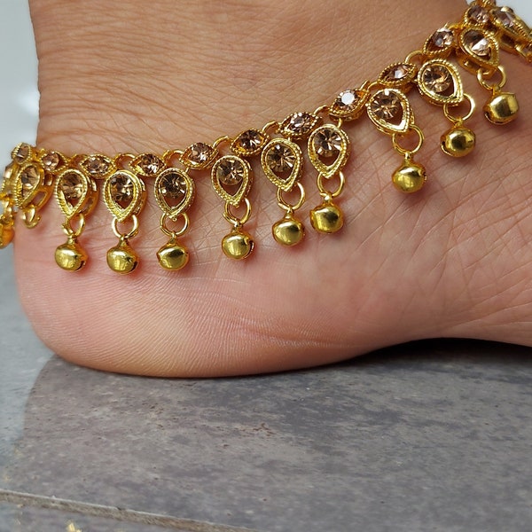 Stunning Antique Giggling Bells Ankle Anklet Payal Feet Chain Indian Traditional Bridal Jewellery