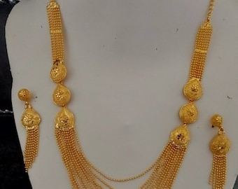 Indische, ethnische traditionelle Brautgoldschmuck-Neckless-Set, für Funktion Party, Hochzeit