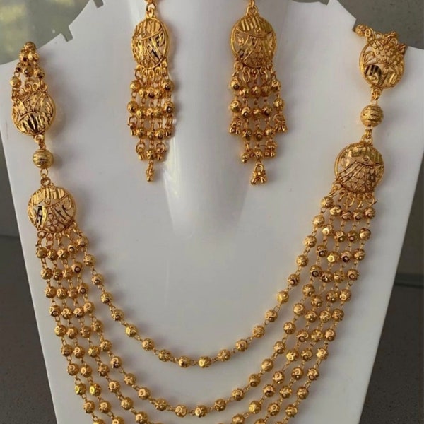 Gold Neckless set Indian Bollywood traditional Bridal Jewellery  Wedding Party Function Wear