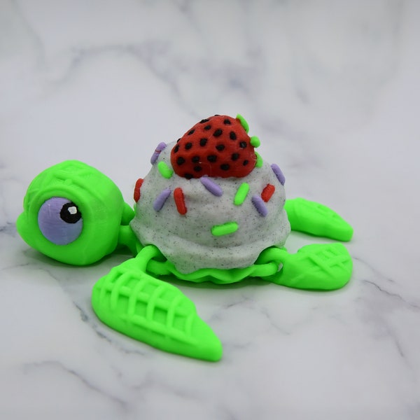 Color 3d Printed Adorable Dessertutle - 3D Printed in Color - Turtle - Tortoise - Flexi Turtle - Articulating Turtle