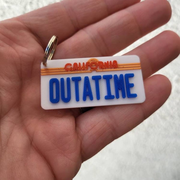 Back to the Future License Plate Keychain - Outatime License Plate - 3D Printed