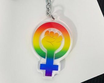 Feministisches Symbol Schlüsselanhänger, Acryl Chingona Schlüsselanhänger, Taschenanhänger für Mädchen, Ermächtigung feministisches Accessoire