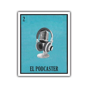 Naklejki z kartami Loterii | Meksykańskie karty Bingo |  El Podcaster | Podcast | Naklejka na laptopa