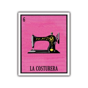 Pegatinas de cartas de lotería / Cartas de bingo mexicanas / La Costurera / The Seamstress / Pegatinas para computadora portátil