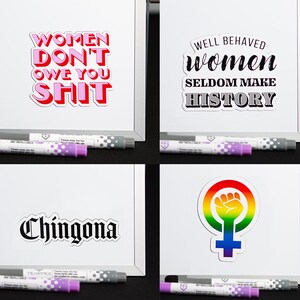 Feminist Magnet Collection, Chingona, Well Behaved Women, Rainbow Symbol Decor image 1
