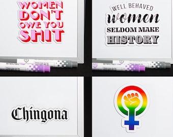 Collezione di calamite femministe, Chingona, Donne ben educate, Decorazione con simbolo arcobaleno