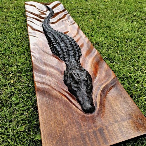 3D Carved XL Swimming Alligator - African Sapele - Etsy