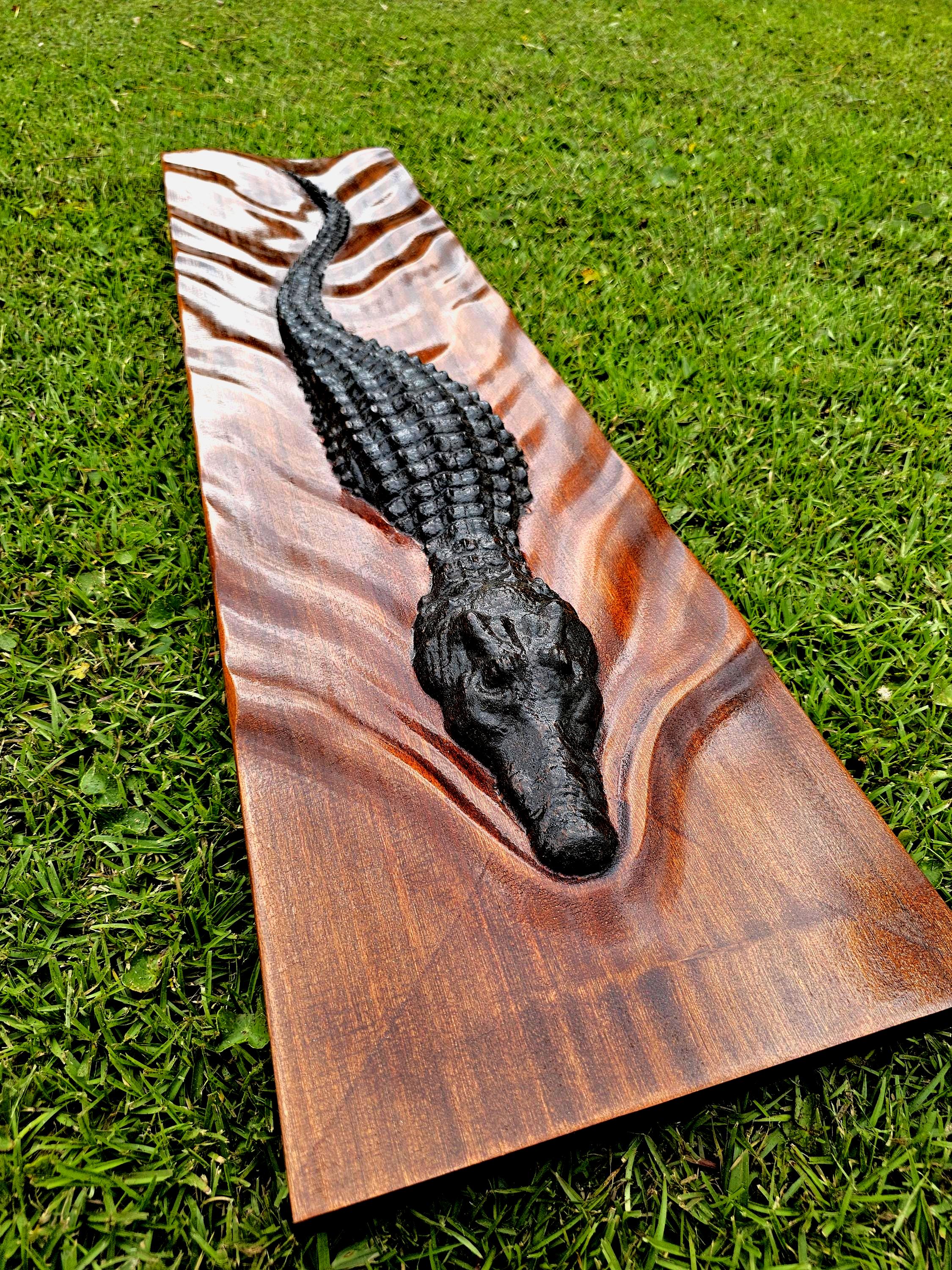 3D Carved XL Swimming Alligator - African Sapele - Etsy
