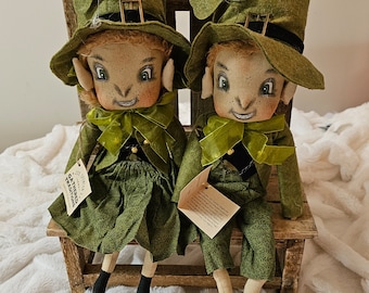 Joe Spencer St. Patrick's Day Art Doll Set Kerry/Keiran Leprechauns Gathered Traditions