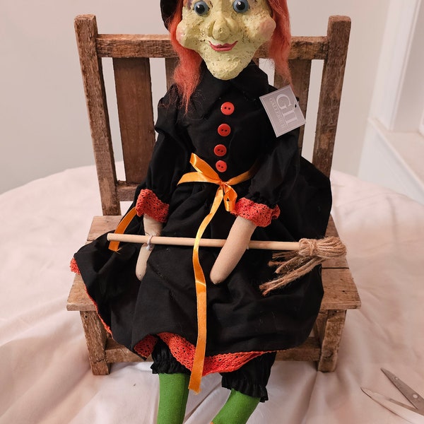 Gallerie II Jasleen Witch Florence Lea Art Doll 22" Halloween Folk Art