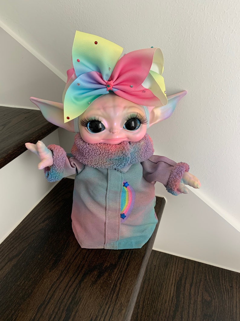 Rainbow/Unicorn Custom painted Baby Yoda The Child Grogu Etsy