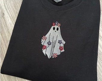 Embroidered Ghost with flowers Sweatshirt
