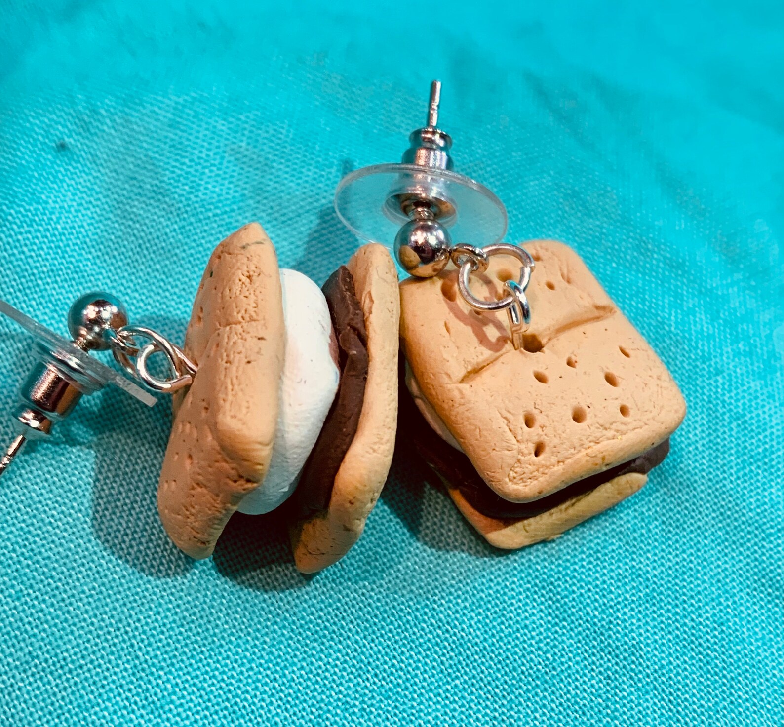 Smores earrings handmade oven bake clay Etsy