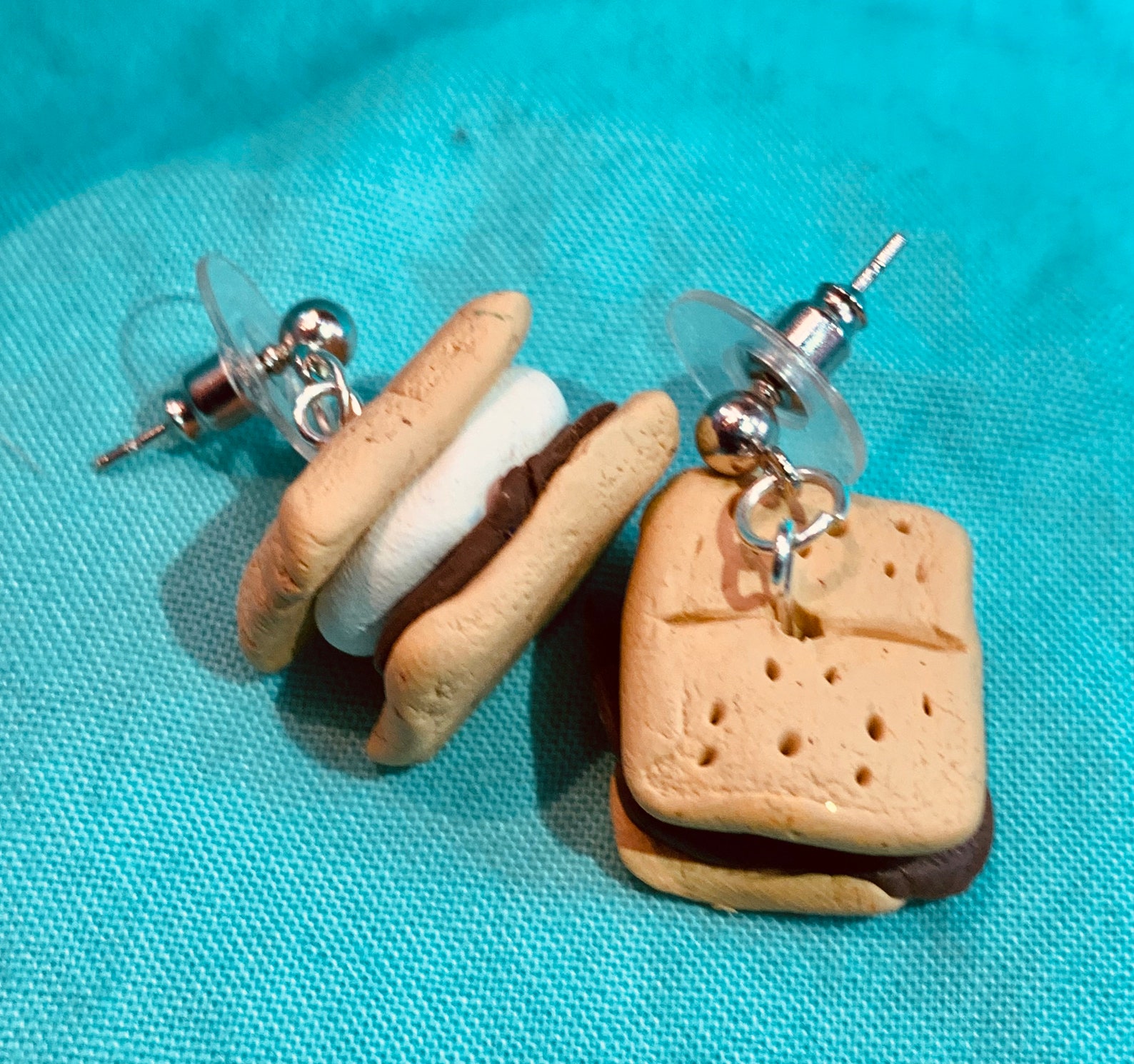 Smores earrings handmade oven bake clay Etsy