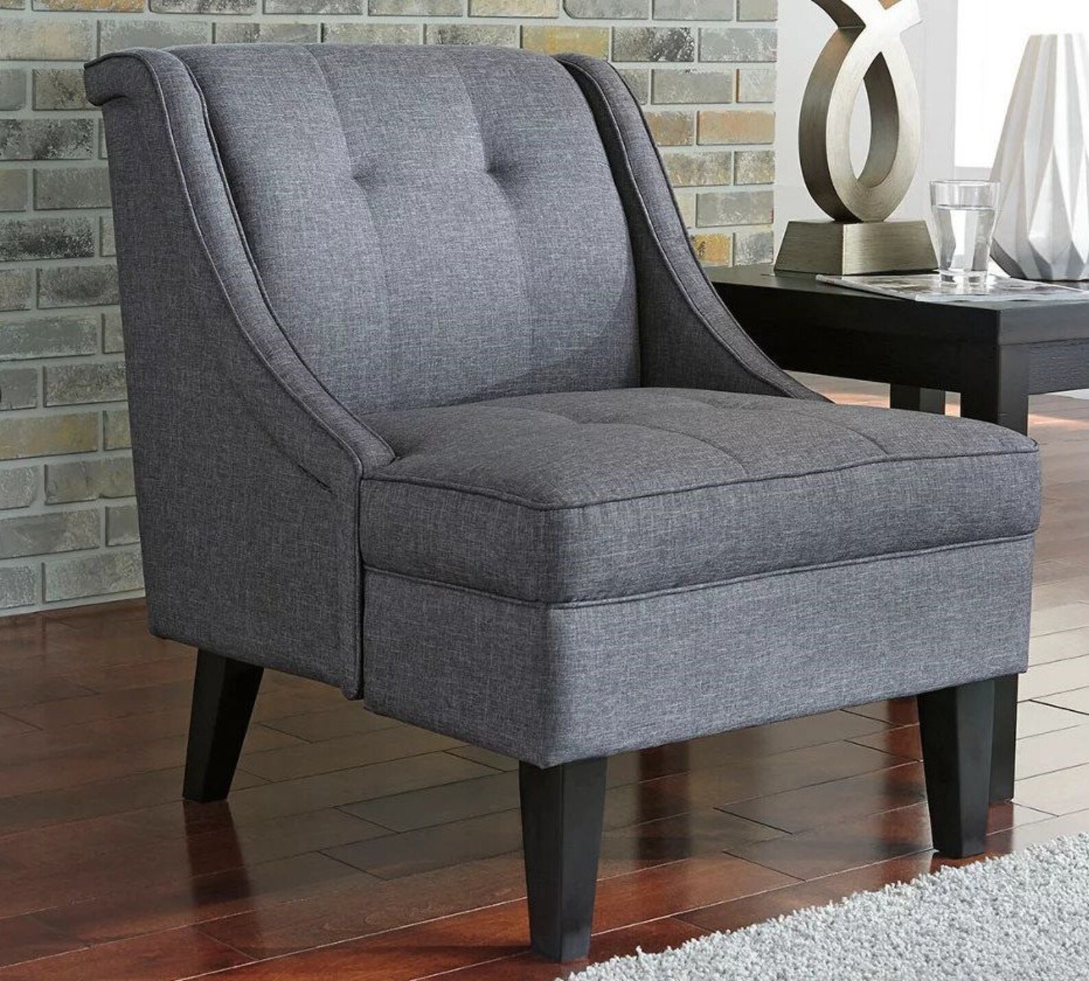 Contemporary Accent Chair Dark Gray Etsy