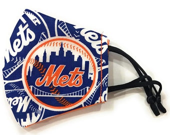 NY METS (adjustable elastic) Kids Size Triple Layer Face Mask