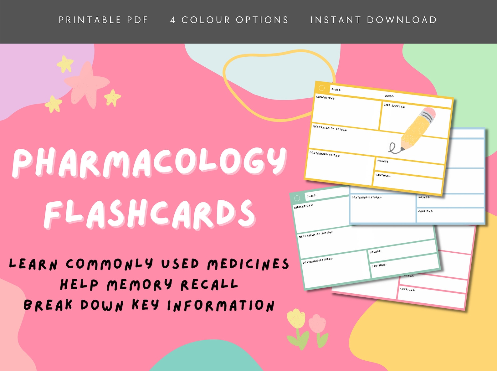 Pharmacology Flashcards Etsy