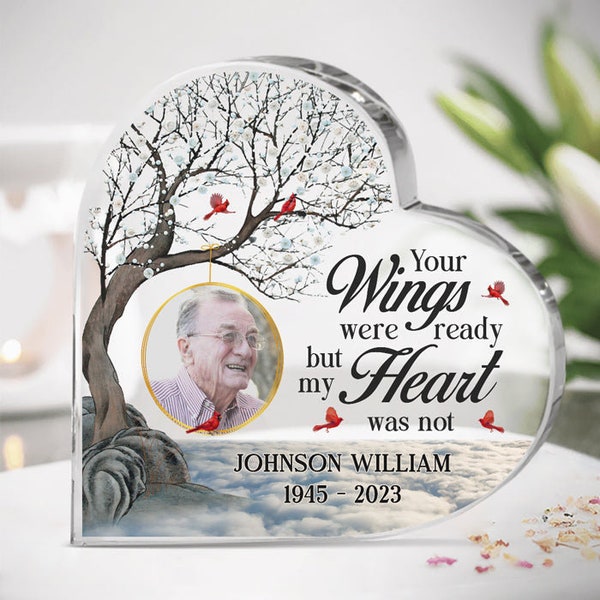 Photo Inserted Your Wings Were Ready Family Member Memorial Plaque, In Loving Memory Acrylic Plaque, Gift For Mom, Gift For Dad, Home Decor