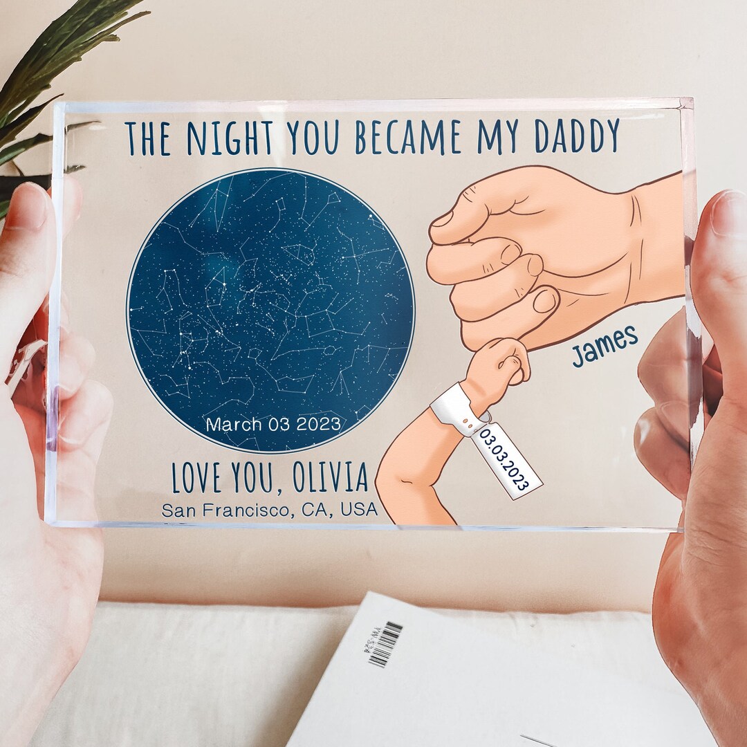 The Night You Became My Daddy Birthday Custom Star Map Plaque Etsy