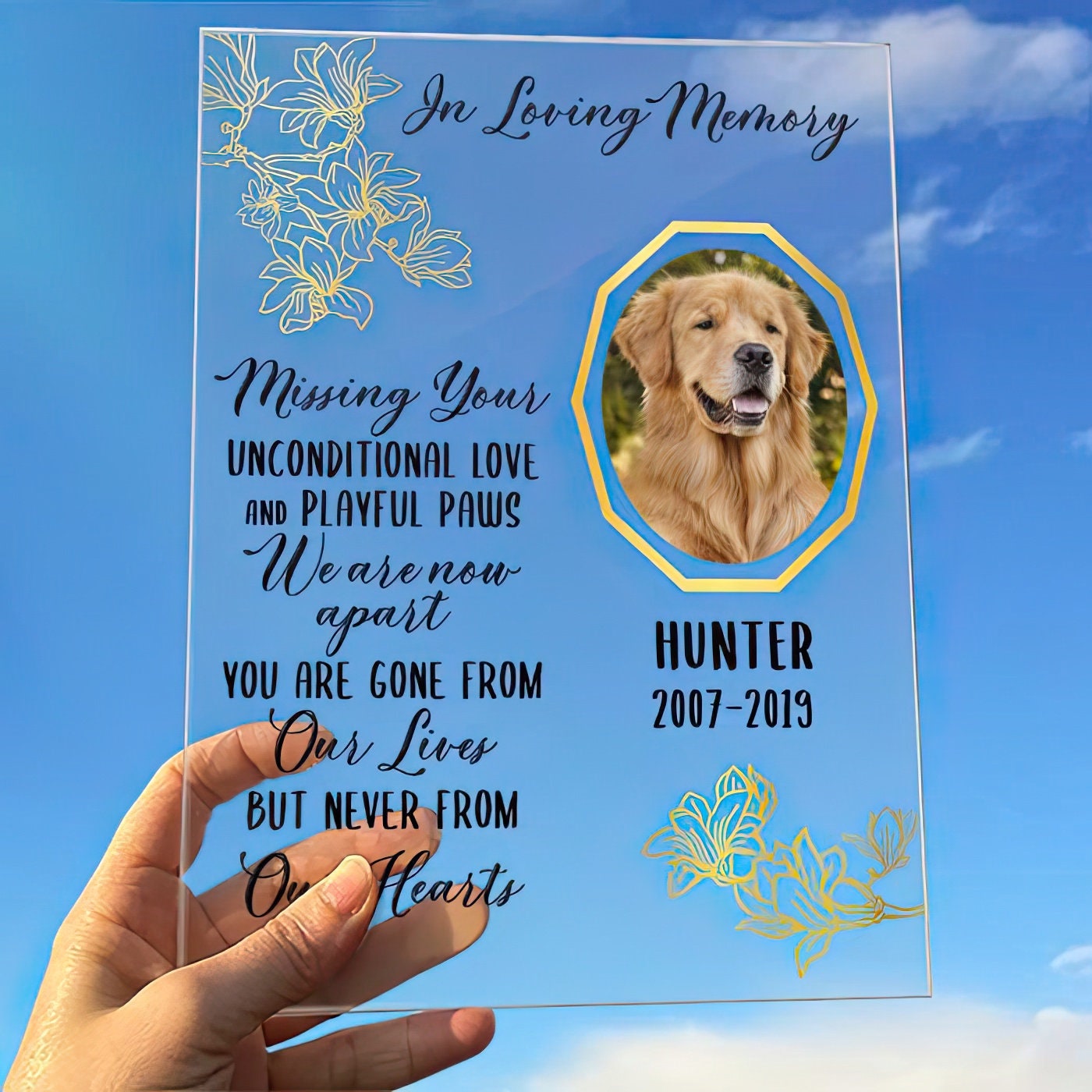 Custom Pet Memorial Plaque Pet Photo Name Personalized Dog Etsy