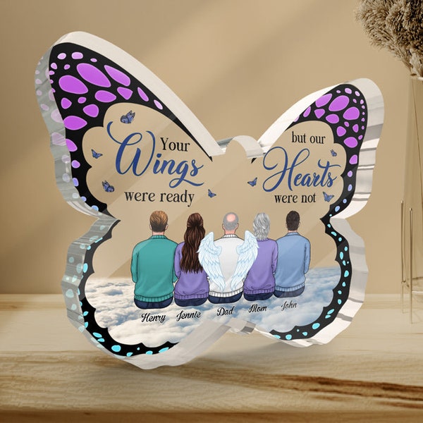 Personalized Your Wings Were Ready But My Heart Was Not Acrylic Plaque, Custom Butterfly Shaped Acrylic, Memorial Gift, Mother's Day Gift