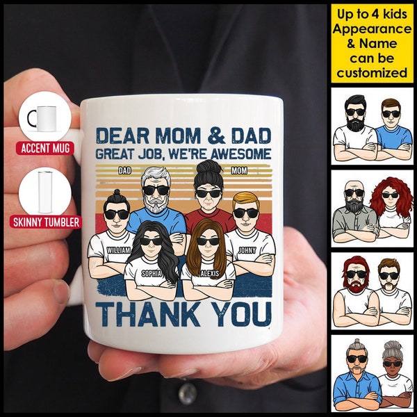 Personalized Dear Mom & Dad Great Job We're Awesome Mug, Custom Mug for Mom, Custom Kid's Names Mom Mugs, Mother's Day Gift, Gift For Mom