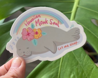 Kawaii Hawaï Slaperige Monniksrob Sticker