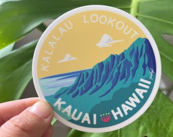 Kauai "Kalalau Lookout" vinyl ronde sticker