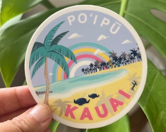 POIPU  BEACH - Kauai Island Sticker