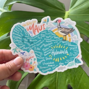 Pegatina con el mapa de Maui de Kawaii
