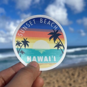 Sunset Beach - Oahu Hawaii Round Sticker