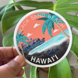 Black Sand Beach Hawaii Sticker