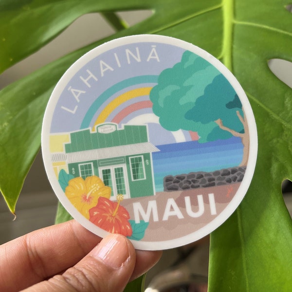 Sticker rond Lahaina - Maui - Hawaï