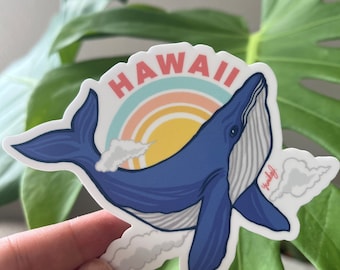 Rainbow Whale Vinyl Die-Cut Sticker - HAWAII