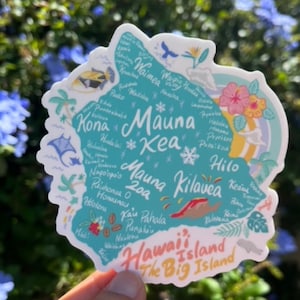 Sticker carte grande île kawaii