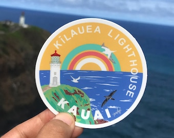 De Vuurtoren van Kilauea Ronde Sticker - Kauai