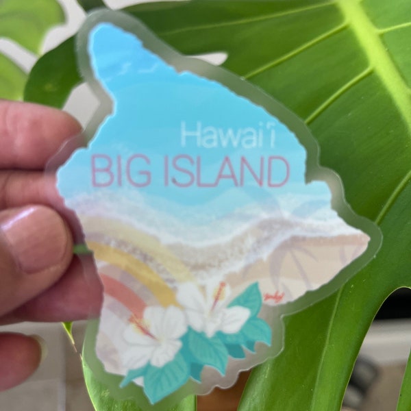 Big Island Hawaii Map Clear Sticker