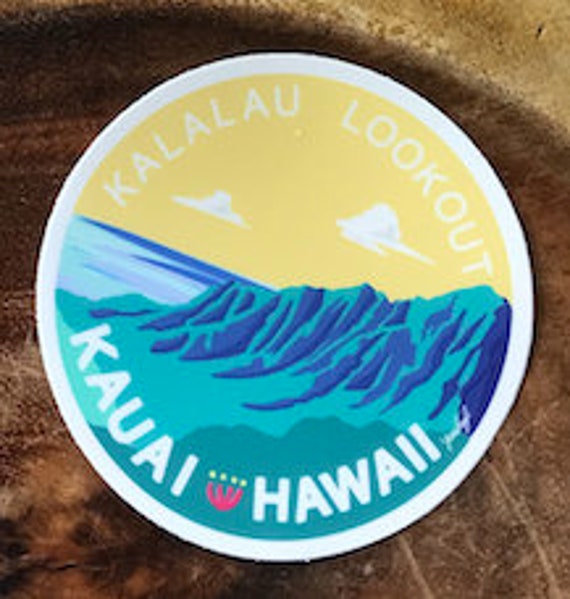 Kauai Kalalau Lookout Vinyl Round Sticker