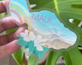 Maui kaart doorzichtige sticker - HAWAII