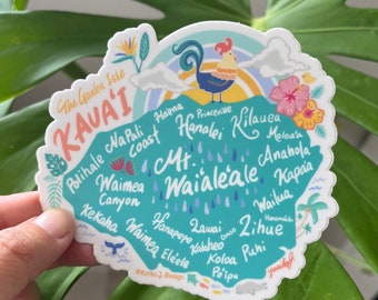 Kawaii Kauai Map Sticker