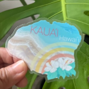 Kauai Map Clear Sticker - HAWAII