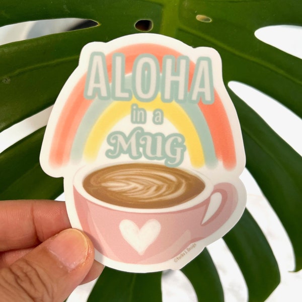 Rainbow Aloha in a Mug Coffee Sticker