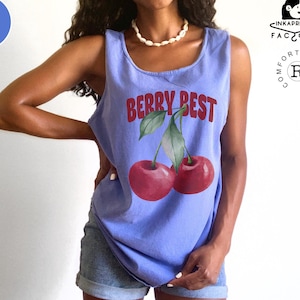 Cherry Tank Top Cute Summer Tank Top Cherry Print Shirt Comfort Colors Tank Top Fruits T shirt 3XL Tank Tops Happy Summer Gift Cherry Tshirt