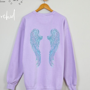 Comfort Color Sweat Shirts Comfort Color Sweat Trendy Comfort Colors Sweat Dyed Sweatshirt Angel Wings Orchid Sweat Violet Sweatshirt