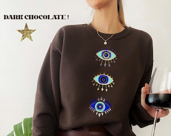 Evil Eye Sweatshirt, Evil Eye Crewneck, Jewish Sweatshirt, Kabbalah, Tavel Sweatshirt, Preppy Clothes, Israel Shirt