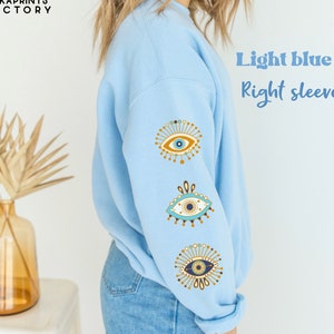 Evil Eye Sweatshirt, Evil Eye Crewneck, Jewish Sweatshirt, Kabbalah, Tavel Sweatshirt, Preppy Clothes, Printed Tshirt Long Sleeve