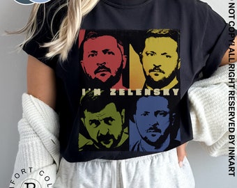 Tshirt Zelensky, couleurs confort, chemise ukrainienne, chemise pop art, t-shirt esthétique, chemise ukrainienne, vendeurs ukrainiens, chemise ukrainienne Slava, cadeau pour elle