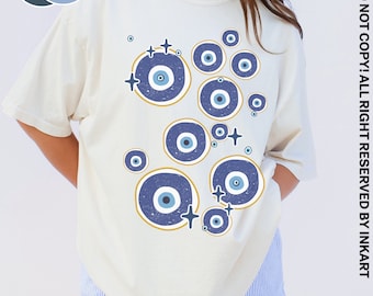 Camiseta del mal de ojo Camiseta del mal de ojo Camiseta de colores cómodos Camiseta del mal de ojo Camiseta del tercer ojo Camiseta estética bonita Camiseta espiritualizada Regalo del mal de ojo de Hamsa