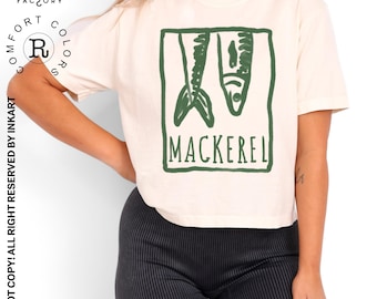 Mackerel Shirt Boxy Tee Women Comfort Colors Crop Top Summer Shirt Fish Shirt Women Fish Themed Gifts Tinned Fish Shirt Farmers Market Shirt